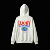 Buzo capucha estampado Lucky To Be Here