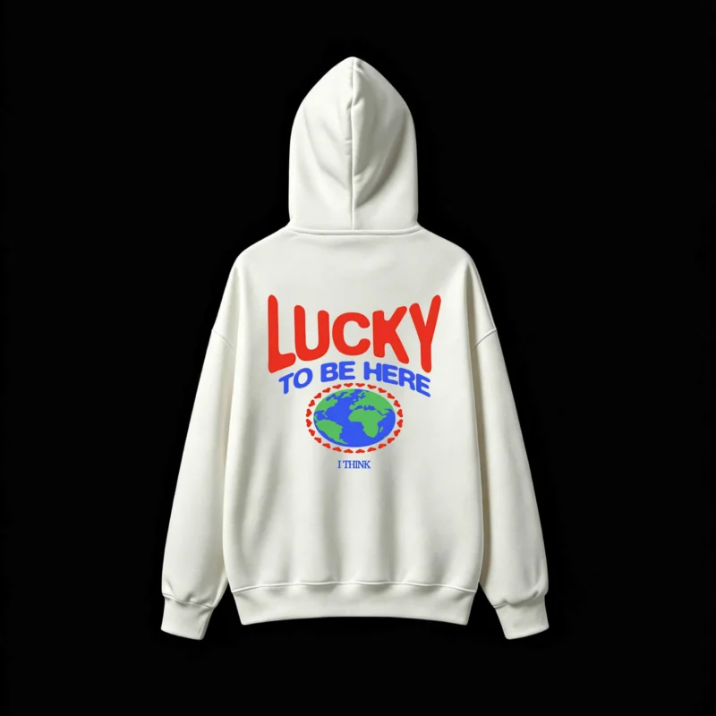 Buzo capucha estampado Lucky To Be Here