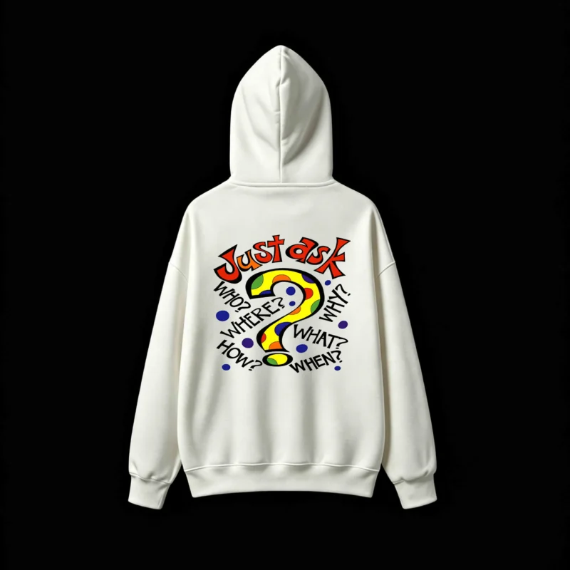 Buzo capucha estampado Just Ask pop art original
