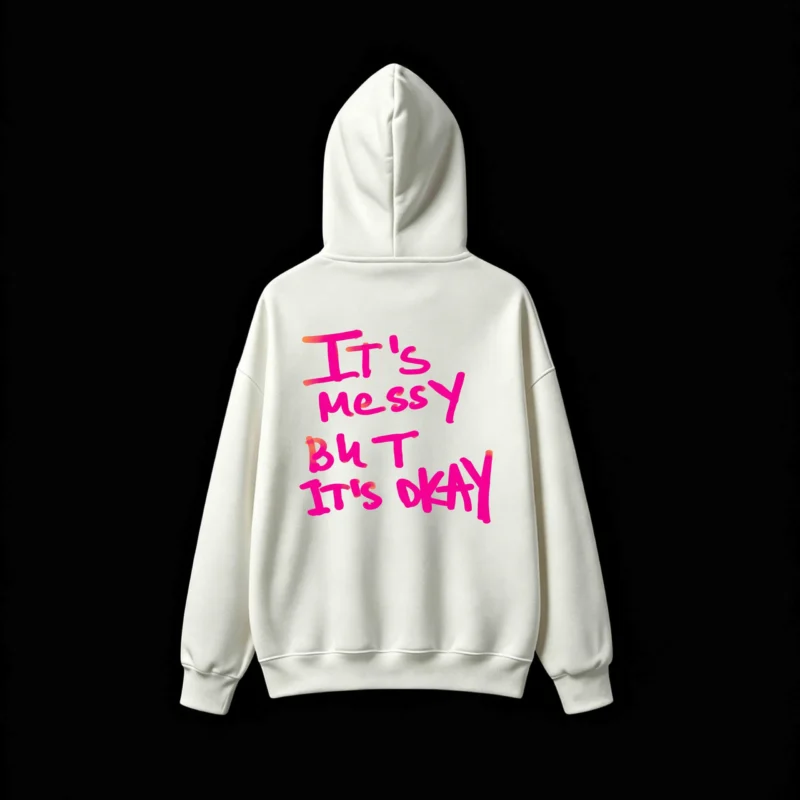 主图_2 Buzo capucha estampado frase Messy Okay