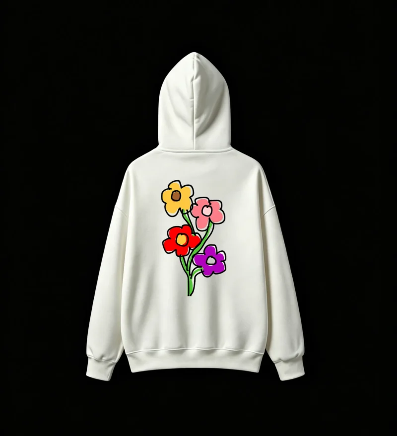 Buzo capucha estampado flores coloridas pop art