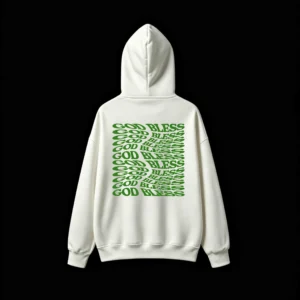 Buzo capucha estampado frase God Bless