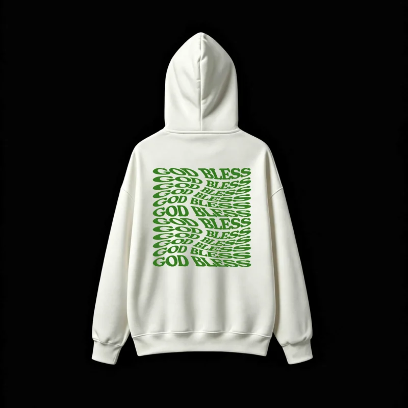 Buzo capucha estampado frase God Bless