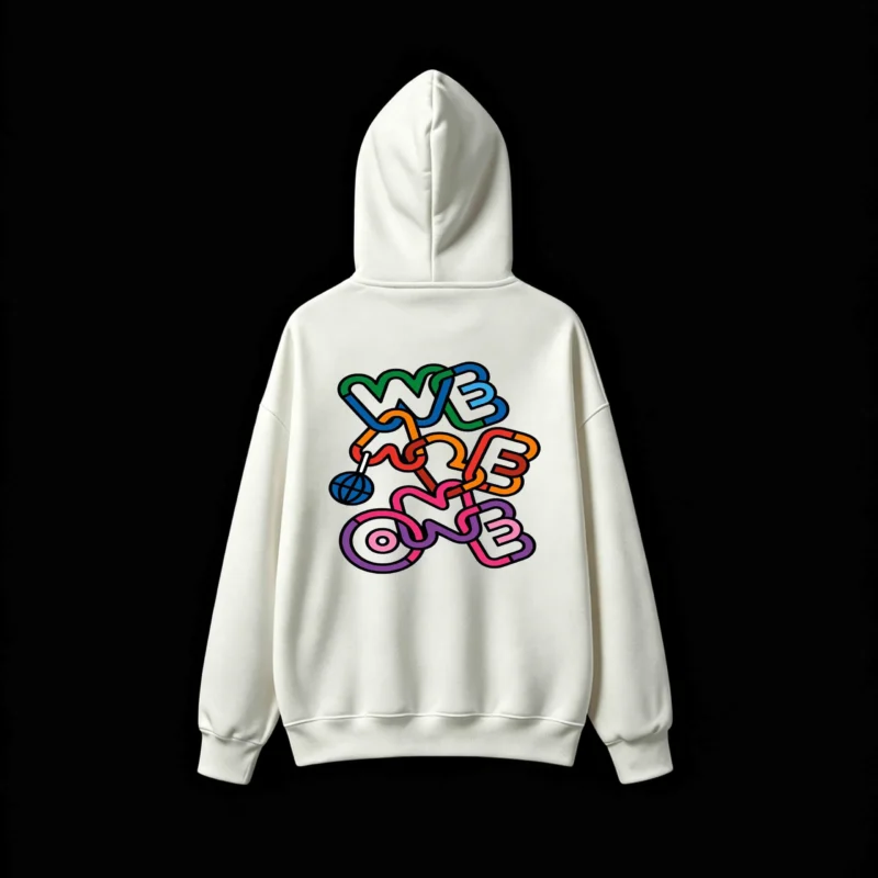 Buzo capucha estampado We Are One full color pop