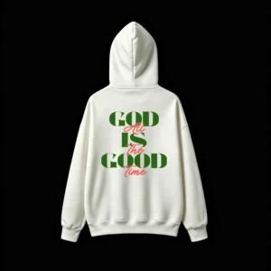 Buzo capucha estampado frase God Is The Good Time