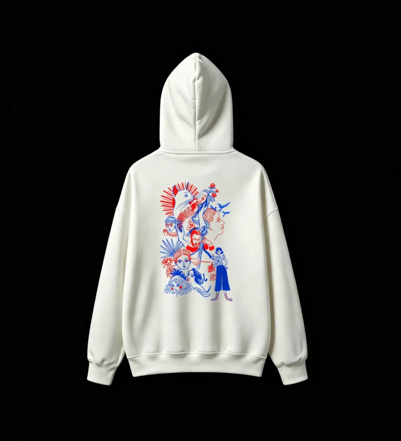 Buzo capucha estampado arte surrealista original