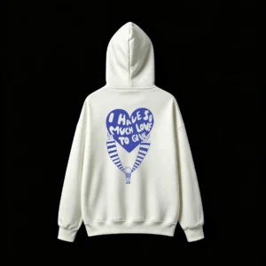 Buzo capucha estampado frase Love gráfica