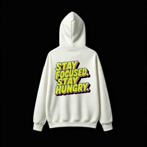 Buzo capucha estampado frase Stay Focused
