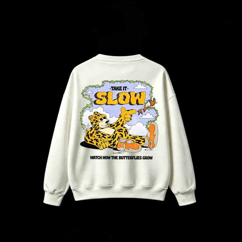 主图_2 Take It Slow Leopard Back Print Crew Neck Sweatshirt