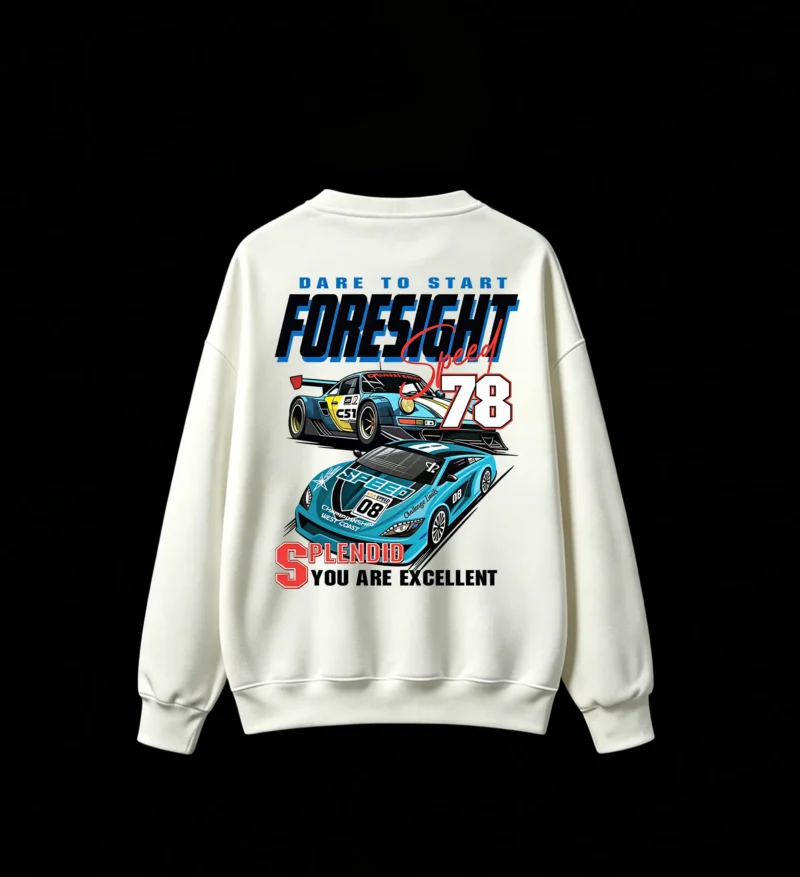 主图_2 Racing Car Dare To Start Speed 78 Graphic Crew Neck Sweatshirt