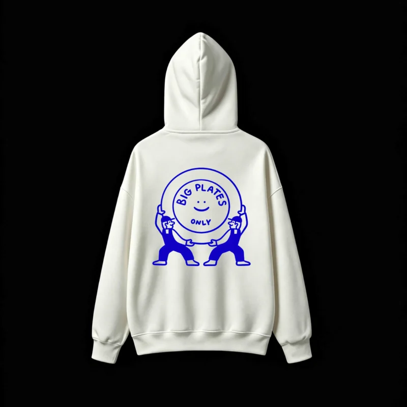 Buzo capucha estampado frase Big Plates Only