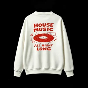 Buzo cuello redondo, estampa House Music Disco Dj