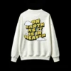 Buzo cuello redondo, estampa frase On Earth retro