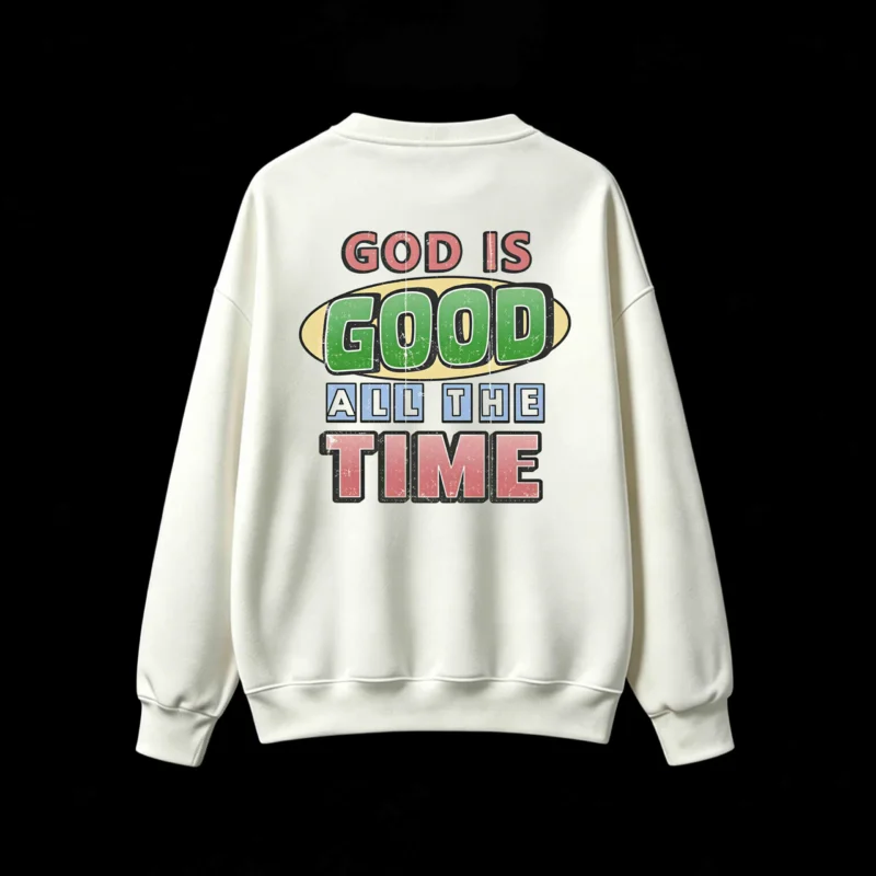 主图_2 Buzo cuello redondo, estampa frase God Is Good retro
