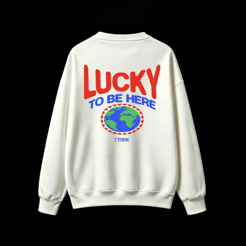 主图_2 Buzo cuello redondo, estampa Lucky To Be Here