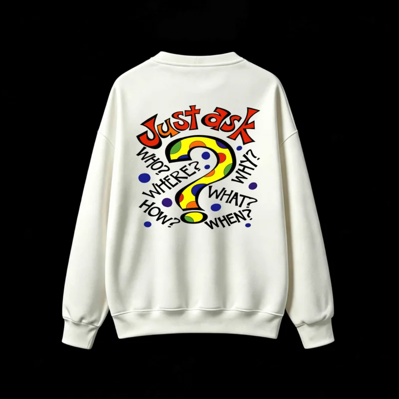主图_2 Buzo cuello redondo, estampa Just Ask diseño original