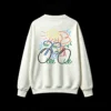 Buzo cuello redondo, estampa bicicleta y sol arte pop