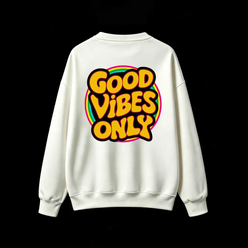 主图_2 Buzo cuello redondo, estampa Good Vibes retro
