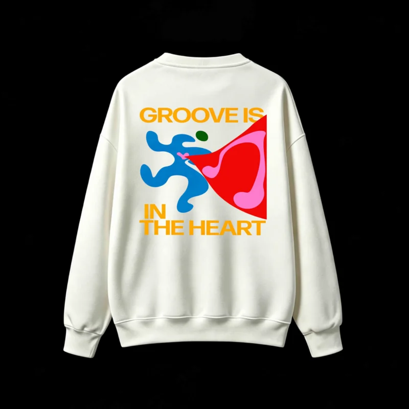 主图_2 Buzo cuello redondo, estampa Groove retro vintage