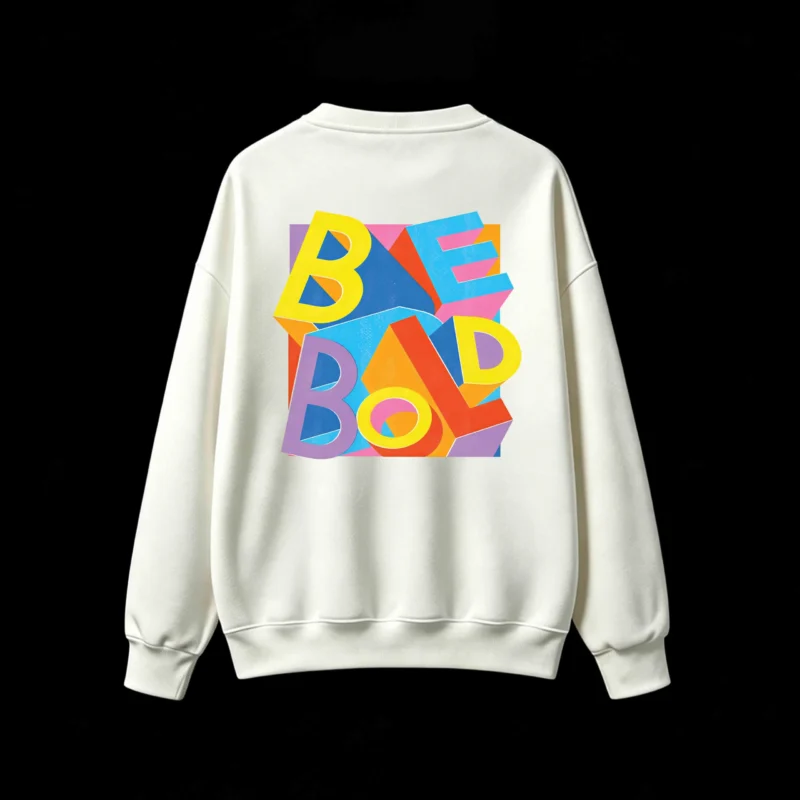 Buzo cuello redondo, estampa Be Bold pop art 3D