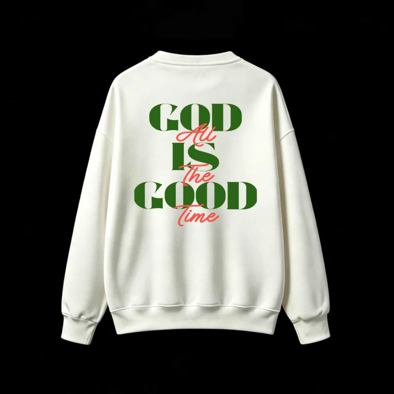主图_2 Buzo cuello redondo, estampa frase God Is The Good Time