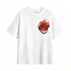 Remera Algodón Estampado Corazón Fuego Diseño Urbano Premium