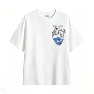 Remera Algodón Diseño Corazón Océano Ballena Estilo Urbano