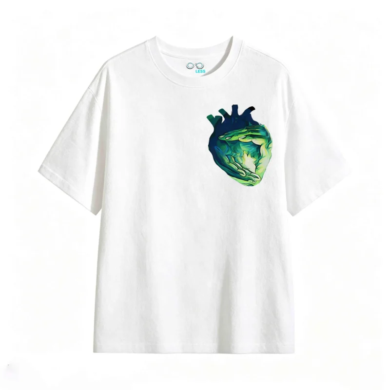 Remera Algodón Estampado Corazón Manos Arte Abstracto Premium