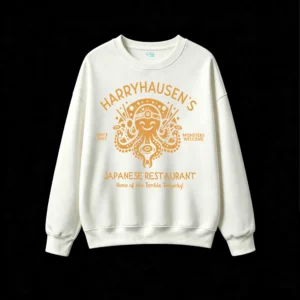主图_2 Harryhausen Octopus Sushi Print Crew Neck Sweatshirt