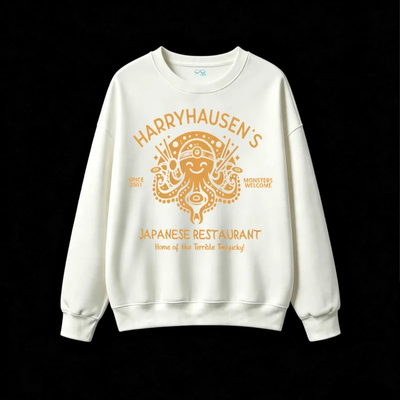 Harryhausen Octopus Sushi Print Crew Neck Sweatshirt