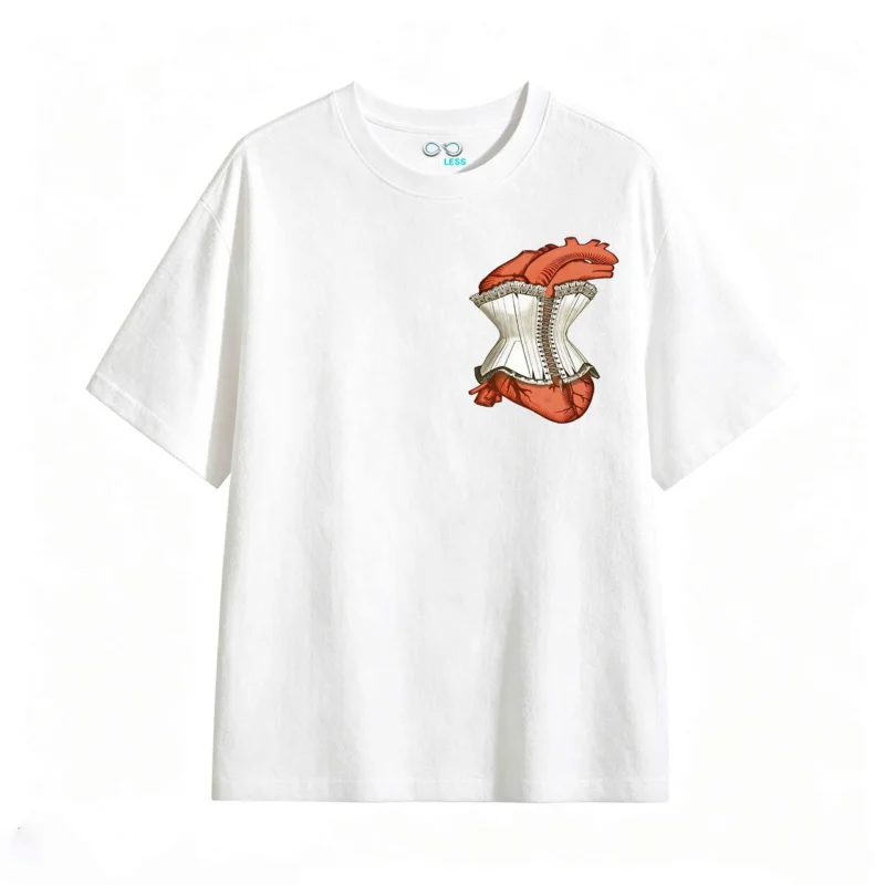 Remera Algodón Estampada Corazón Corset Gótico Casual Premium