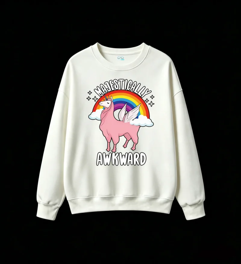 Majestically Awkward Funny Llama Unicorn Rainbow Sweatshirt