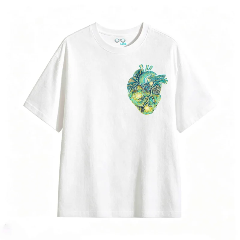 Remera Algodón Estampado Corazón Van Gogh Arte Urbano Premium