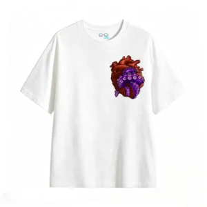 Remera Algodón Estampada Corazón Pulpo Diseño Surrealista