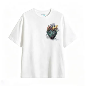 Remera Algodón Estampado Corazón Coral Diseño Arte Premium