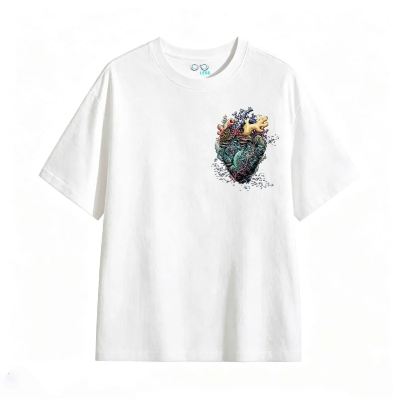 Remera Algodón Estampado Corazón Coral Diseño Arte Premium