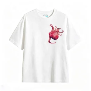 Remera Algodón Estampado Corazón Pulpo Surrealista Casual