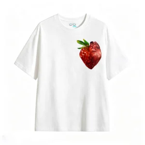 Remera Algodón Estampado Corazón Fresa Diseño Arte Trendy