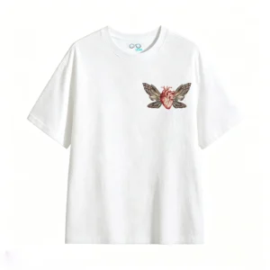 Remera Algodón Estampado Corazón Alas Mariposa Oversize