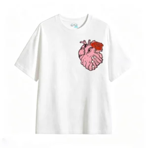 Remera Algodón Estampado Corazón Rosa Vintage Casual Premium
