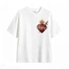 主图_2 Remera Algodón Corazón Sagrado Rosas Daga Estilo Vintage