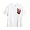 Remera Algodón Estampado Corazón Floral Arte Minimalista Premium