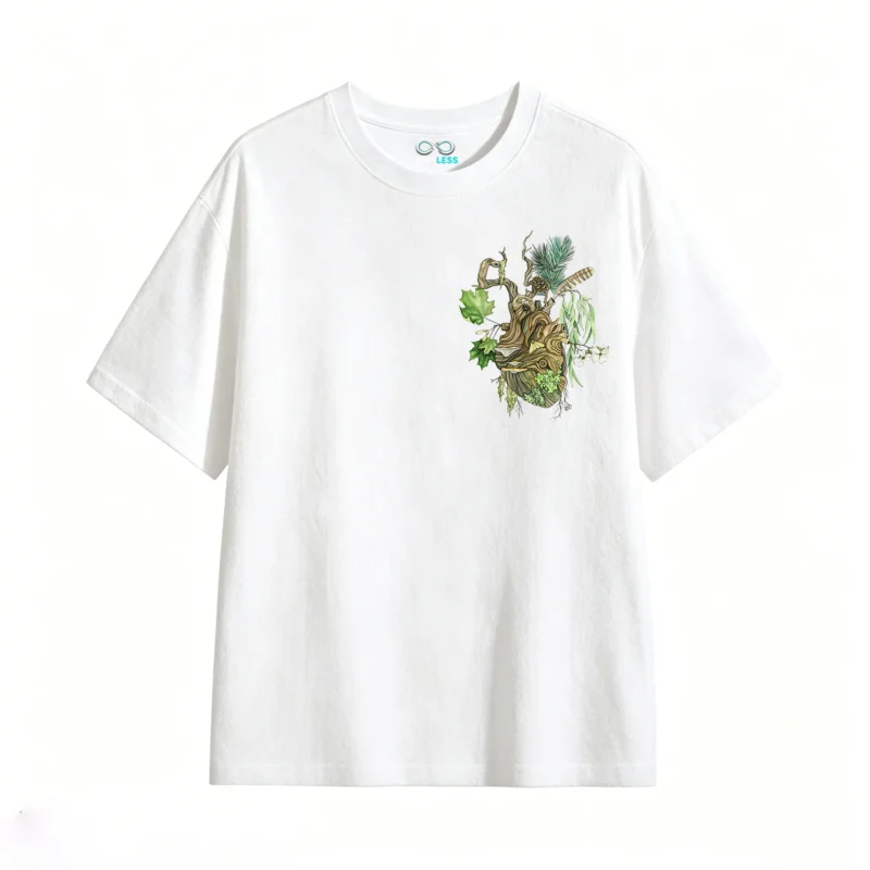 Remera Algodón Estampado Corazón Bosque Diseño Botánico