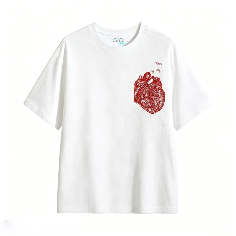 Remera Algodón Estampado Corazón Anatómico Diseño Dark