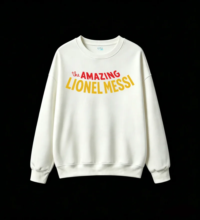 无帽白卫正 Buzo Messi-Spiderman, doble estampado oversize algodón unisex