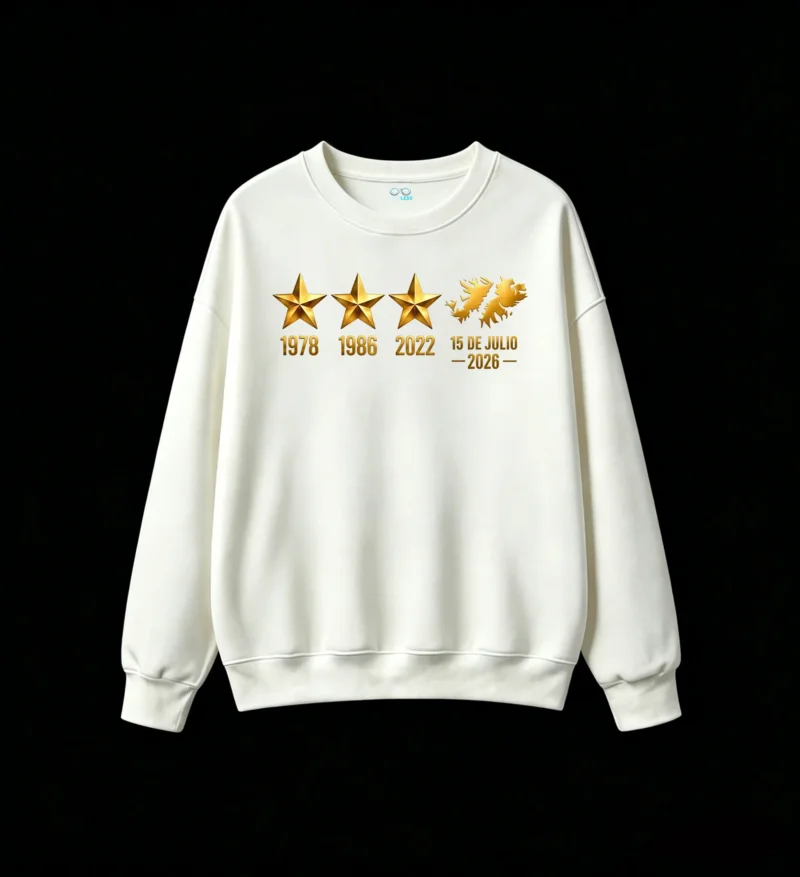 Buzo cuello redondo Malvinas 3 estrellas, doble estampado oversize