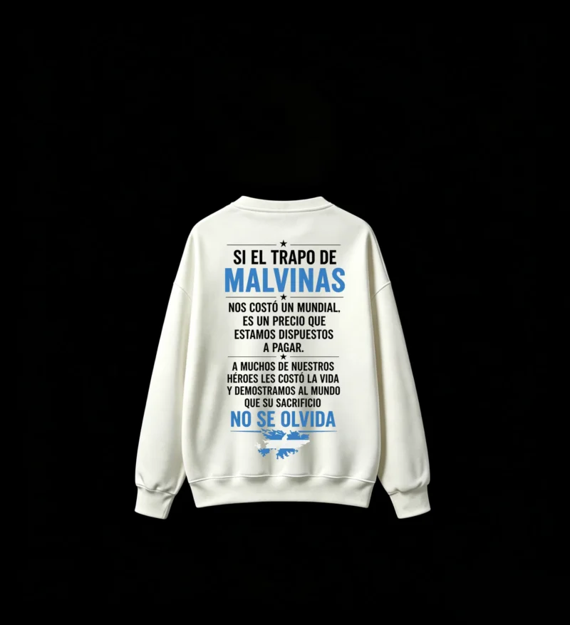 Buzo cuello redondo Malvinas 3 estrellas, doble estampado oversize