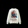无帽白背 Buzo cuello redondo Spiderman, doble estampado oversize algodón
