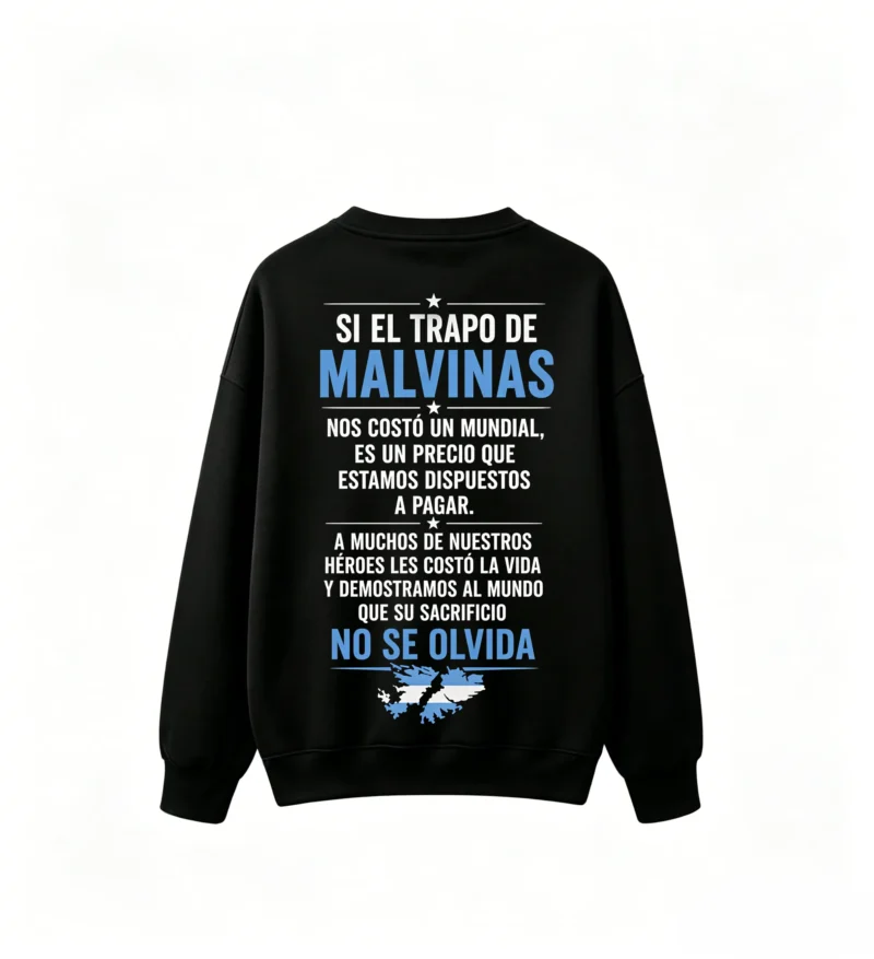 Buzo cuello redondo Malvinas 3 estrellas, doble estampado oversize