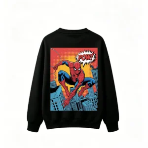 无帽黑背 Buzo cuello redondo Spiderman, doble estampado oversize unisex